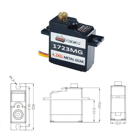 Two Pack 17g Full Metal Gear Digital Servo With 25T Horn for 1/18 1/16 1/14 RC Cars Boats shown with 4.2kg label