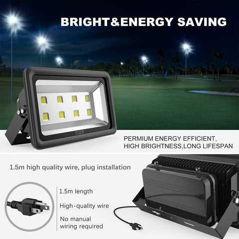 Beast Mode Bright 400W Outdoor LED Flood Light With 40000 Lumen Output, 6000K Daylight White showcased on a field