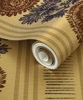 Drop Dead Gorgeous Rustic Stripes Gold Metallic Wallpaper With Hella Smooth Fibrous Texture And Top Tier Glam Finish For Killer Indoor Decor Ambience And Easy Paste Work on a roll, showing the faux rustic stripe pattern.