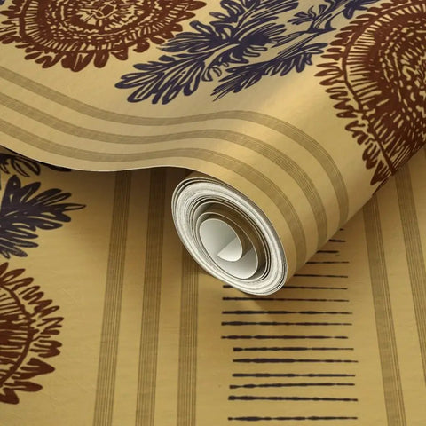 Drop Dead Gorgeous Rustic Stripes Gold Metallic Wallpaper With Hella Smooth Fibrous Texture And Top Tier Glam Finish For Killer Indoor Decor Ambience And Easy Paste Work on a roll, showing the faux rustic stripe pattern.