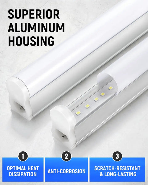Close-up of 4Ft T5 LED Shop Light Integrated Fixture 2300 Lumens 20W 6500K Cool White with superior aluminum housing