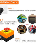 Emergency Stop Push Button Switch With 3.3 Foot 14AWG Cable And Piggyback Plug IP67 Waterproof Inline Power Emergency Button installation steps