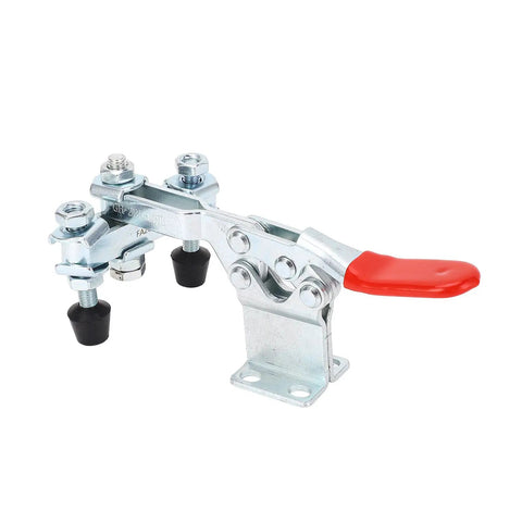 Heavy-Duty Horizontal Quick-Release Clamp Head That's Built to Take a Beating, 500 Lb Capacity, Elbow Joint Design, Cross-Cut Skid Clamp, Press Clamp for Welding and Drilling Projects, zinc iron