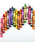 256 Count Triangular Crayons Bulk Pack With 16 Colors For Classrooms And Kids arranged in a fan shape on a white background.