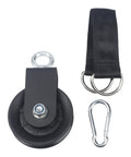 Whisper Quiet Fitness Pulley Wheel With Silent Bearing And Nylon Roller For Home Gym Cable Machines 88mm Black with strap and carabiner