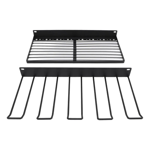 Heavy Duty Wall Mounted Power Tool Organizer With Massive Capacity Steel Drill Rack For Garage Storage Quick Screw Mounts and Rock Solid Grip For Shop Rats, featuring sleek black steel design.