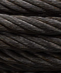 Close-up of steel Heavy Duty Half Inch By 75 Foot Winch Cable Rope For Wrecker Tow Trucks With Steel Core And G80 Hook Built Tough