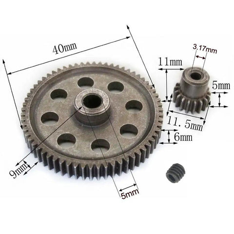 Beefy Steel Diff Main Gear 64T And 17T Motor Gear RC Replacement Parts For Redcat HSP 1To10 Monster Truck 5mm Shaft