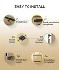 Installation steps for 6 Ft Mini Cabinet Bi Folding Sliding Barn Door Hardware Track Kit For 4 Doors Easy Install Ultra Smooth