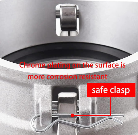 Close-up of Heavy Duty 3 Inch Aluminum Cam Lock Fittings Quick Swap Cam And Groove Hose Connector Type D showing corrosion-resistant clasp.