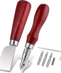 7 In 1 Pro Grade Leather Groover Tool And Cutting Knife Set with adjustable groover, beveled knife, and accessory parts