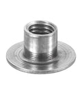 Top Shelf M10 Carbon Steel Tee Nuts Twelve Piece Set featuring a round base flange insert with female threads.