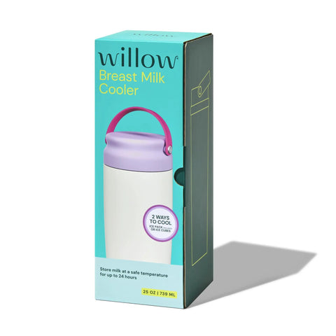 Premium Portable Breast Milk Cooler Built To Keep Pumped Storage Ice Cold For Up To 24 Hours, 25 oz insulated container in packaging.