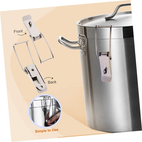 Six Pack Stainless Steel Toggle Latch With Extended Hook And Spring Loaded Mechanism shown on a large metal container