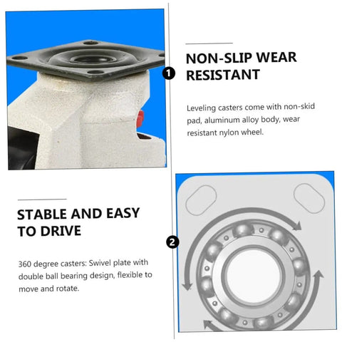 Heavy Duty Leveling Workbench Casters 4 Pack With 500kg Capacity GD80F Swivel Wheels For Industrial Carts And Equipment Non Slip Wear Resistant No Fuss Install Durable Steel Plate Long Lasting Leveling Transport Caster Set, 360° swivel plate