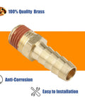12 Pack Brass Air Hose Repair Kit Fittings 3/8 Barb to 1/4 NPT Connectors With Sealant and Air Line Coupler close-up view