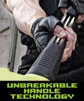 Heavy Duty Mechanics Hammer Kit With 4 Lb Sledge, 32 Oz Ball Pein, 2 Lb Cross Pein, showcasing unbreakable steel core handle.