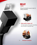 Close-up of power relay from LED Light Bar Wiring Harness Kit With Dual Output 12V 5Pin Rocker On Off Switch Waterproof Power Relay