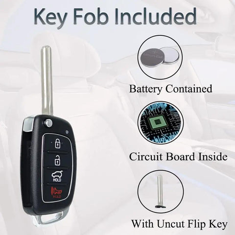 Hyundai Sonata Key Fob Replacement Fits 2014 2015 2016 2017 Flip Remote Keyless Entry 4 Button 46 Chip PN 95430-C1010 C1000
