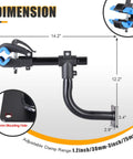 Dimensions of Heavy Duty Bike Repair Stand With 360 Degree Clamp And Wall Mount For Road And Mountain Bikes, showing clamp and mount.
