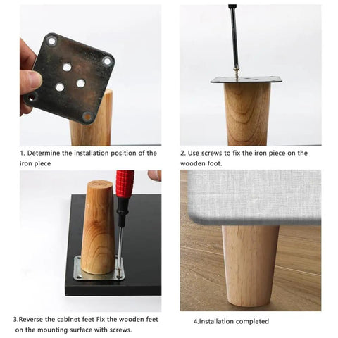 Heavy Duty Furniture Leg Mounting Plates With Screws Flat Metal T Brackets Connector Base For Sofa Cabinet Chair Couch installation process steps