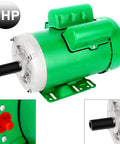 2HP Farm Duty Single Phase Electric Motor 1725 RPM 145T TEFC IP54 Heavy Duty Frame 7 Eighths Inch Shaft 115 230V Dual Voltage CW CCW Rotation Ideal For Pumps Fans Compressors, green motor