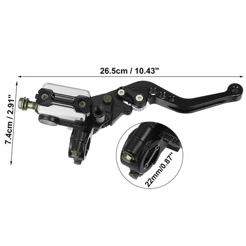 Pair Of Universal Seven Eighths Of An Inch Twenty Two Millimeter Dual Hydraulic Brake Master Cylinder And Clutch Lever For Most Motorcycles Black Ride Ready Aluminum Alloy CNC Machined And Corrosion Resistant Design