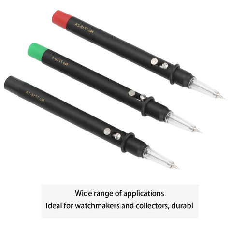 Pro Grade Watch Oiler Pens With Base Automatic Precision Lubrication Tool, set of 3 color-coded pens for watchmakers.