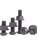 Black 304 Stainless Steel M6 Round Head Hex Socket Bolts With Flange Nuts Kit 30 Sets Per Size M6x30 in various positions