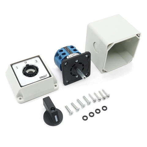 Heavy Duty Rotary Selector Switch 20A 440V Two Pole Three Position Cam Switch with components and casing