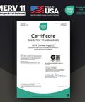 OEKO-TEX certificate for TruFilter 20x30x1 Air Filter MERV 11 4 Pack Made In USA Electrostatic Pleated HVAC AC Furnace Filter