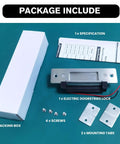 Top Shelf Heavy Duty Electric Door Strike Lock For Hassle Free Access Control Setup Rock Solid Fail Secure And Fail Safe Adjustable Mount With Simple 12V Dc Power Hookup, showing parts including screws and mounting tabs.