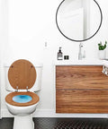 Round Wooden Toilet Seat With Metal Hinges Fits American Standard Toilets Easy To Install, Smooth Comfy Surface With Real Wood Veneer Finish