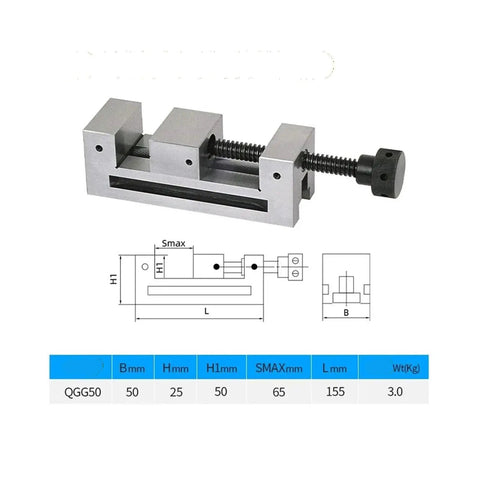 Boss Grade Precision Vise Fixture With Quick Adjust Jaw For Stone Drilling Milling And Grinding, QGG50 50mm