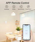 Smart Dimmer Switch That Plays Nice With Alexa And Google Home 2.4GHz WiFi Dimmable LED CFL Bulbs Neutral Wire Required Single Pole Not 3 Way No Hub Required 1 Pack controlled via smartphone app in dining room