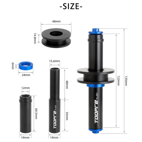 Chain Keeper For Bike Travel And Maintenance, Adjustable Dummy Hub Axle Stabilizer size diagram with measurements