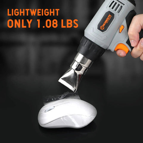 Cordless Heat Gun Kit 20V Max with Lithium Battery used for shrinking plastic on a computer mouse