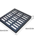 Heavy Duty Cast Iron Drain Grate For Outdoor Use 60 By 60 Cm Square Debris Blocking Cover For Garage Lawn Driveway And Patio Drainage