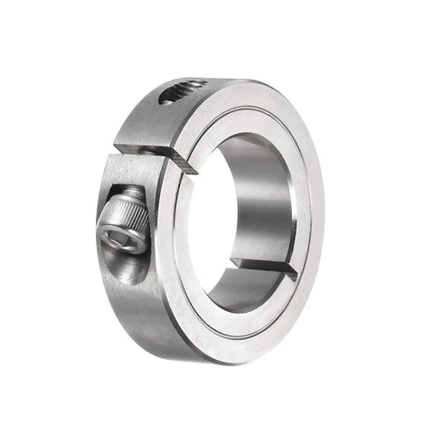 Split Clamp-On Shaft Collar With 1-1/8 Bore, 1-7/8 Outside Diameter, 1/2 Inch Thick, 304 Stainless Steel, Set-Screw Style, One-Piece Clamp
