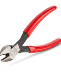 7 Inch Diagonal Cutting Pliers For Copper Aluminum And Soft Steel Wire With Induction Hardened Blades For Superior Durability And Clean Cuts Beefy Yet Precise Heavy Duty Red Handle Pliers Great For DIY And Pro Use PCT00007 close-up with red handles