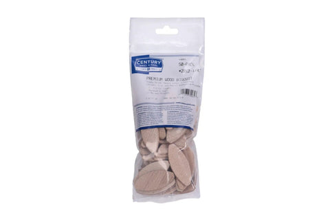 Wood Biscuits No 20, 2-1/4 Inch Long, 50-Piece Pack in clear bag for solid cabinet and furniture joints, durable hardwood biscuit set