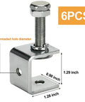 Boss 6 Pack Stainless Steel C Clamp Set With Protective Jaws For Smooth Woodworking And Welding Tasks Legit Heavy Duty Mini Tiger G Clamps That Hold Fast No Sweat 1 3/16 Inch Jaw featuring a stainless steel C clamp with 1.28-inch width.