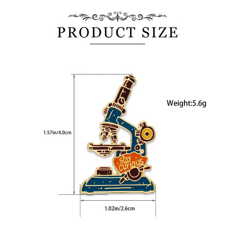Colorful Enamel Microscope Brooch Pin For Scientists And Lab Enthusiasts On Lab Coats And Bags Stay Curious Inspirational Jewelry