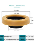 Heavy Duty Butter Wax Ring Kit With Reinforced Bolts Fits 3 Or 4 Inch Pipes, wax ring showing 5.35 inches diameter and 0.91 inches height.