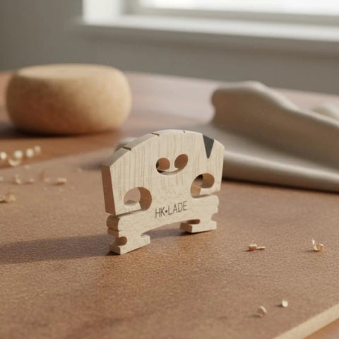 Violin Bridge Maple Replacement Part With Pre Cut String Grooves For No Fuss Install Handcrafted From Aged Maple For Stable Performance And Clear Resonant Tone Perfect For Students And Beginners Looking For An Easy Upgrade, front view
