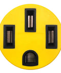 Badass Ev Charge Adapter Nema L6-20p To 14-50r Twist Lock Plug, yellow round plug with three connectors.