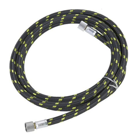 Heavy Duty Braided Airbrush Rubber Hose With 1/8 Inch Threaded Adapter, flexible design for spray pens and mini air compressors.
