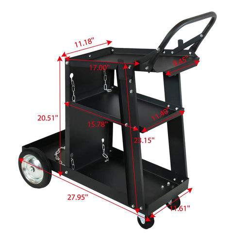 Heavy Duty Welding Cart For MIG And TIG Welders And Plasma Cutters Black Steel Cart Built To Last With 176 LB Weight Capacity