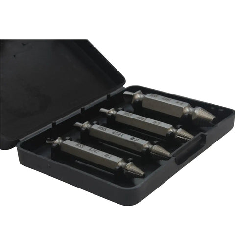Damaged Screw Remover Kit 4 Piece HSS Drill Bit Extractor Set For Stripped Screws Bolts Nuts And Hex Fasteners No More Stripped