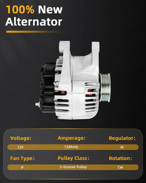 12V 120A Alternator For Kia Sorento 2003 2004 2005 2006 With 5 Groove Pulley Replaces 11012 AVA0045 37300 39450 400 40015